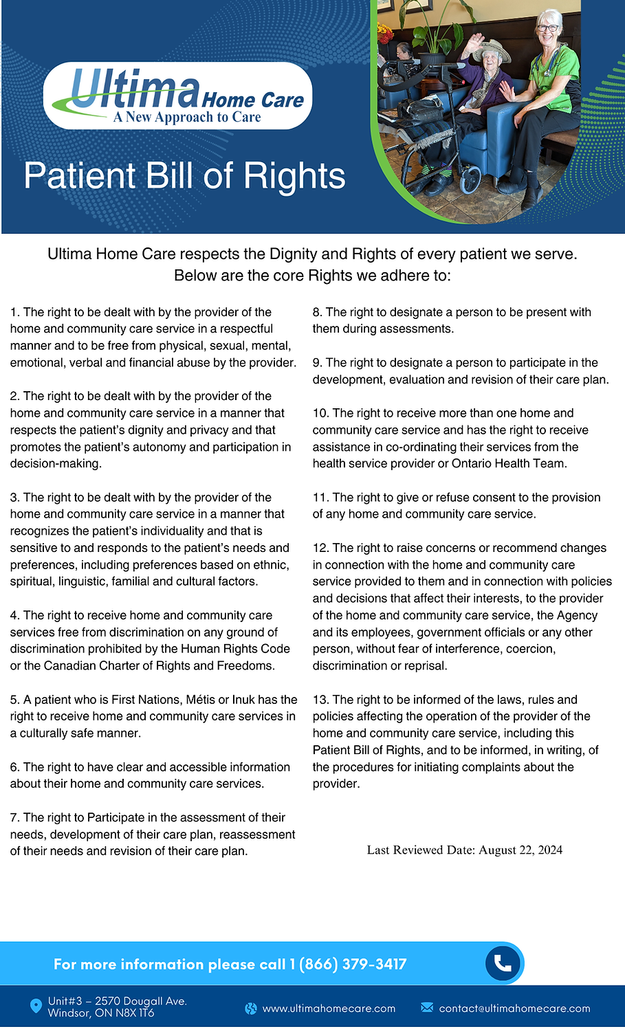 Patient bill of rights ultima home care
